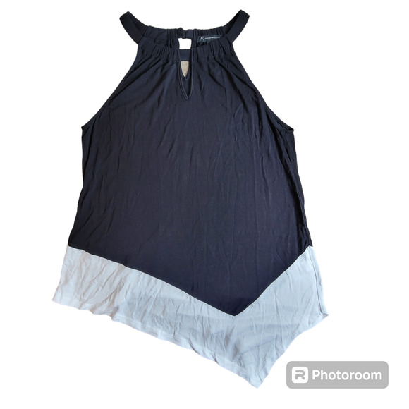 INC International Concepts A Symmetrical Black and White Tank Top Size L - Picture 1 of 7